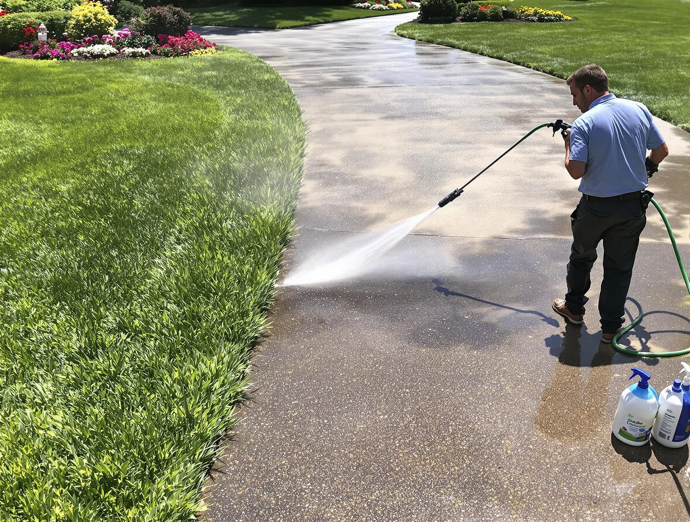 Before and after pressure washing by Eastlake Power Washing in Eastlake